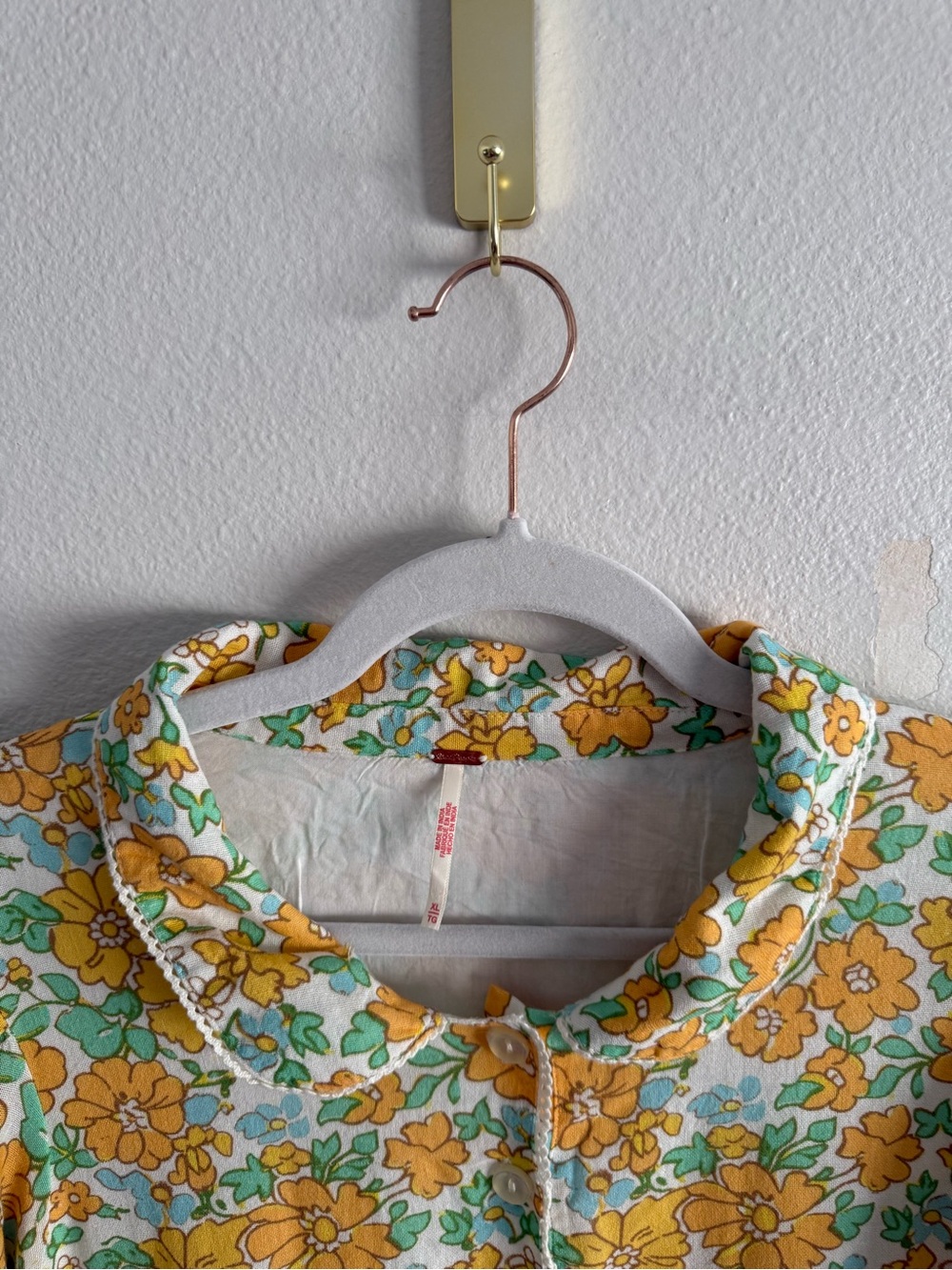 Free People Under The Sun Mini Dress in  Marigold Combo floral sz XL - Picture 9 of 10